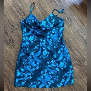 Urban Outfitters Black and Blue Patterned Mini Dress